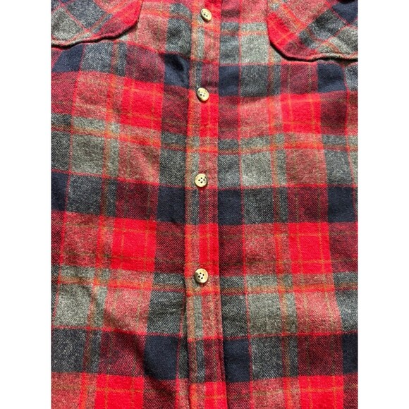 VTG Grandpa Core Farmer Grunge WOODLAND 90% Wool Red Plaid Flannel Sz XL - Picture 3 of 13